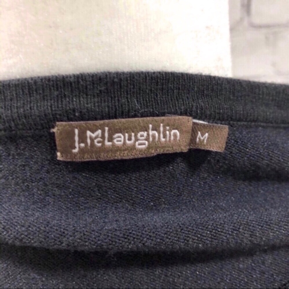 J McLaughlin Metallic Gold Stripe Sweater Black Size Medium Long Sleeve - Picture 5 of 8